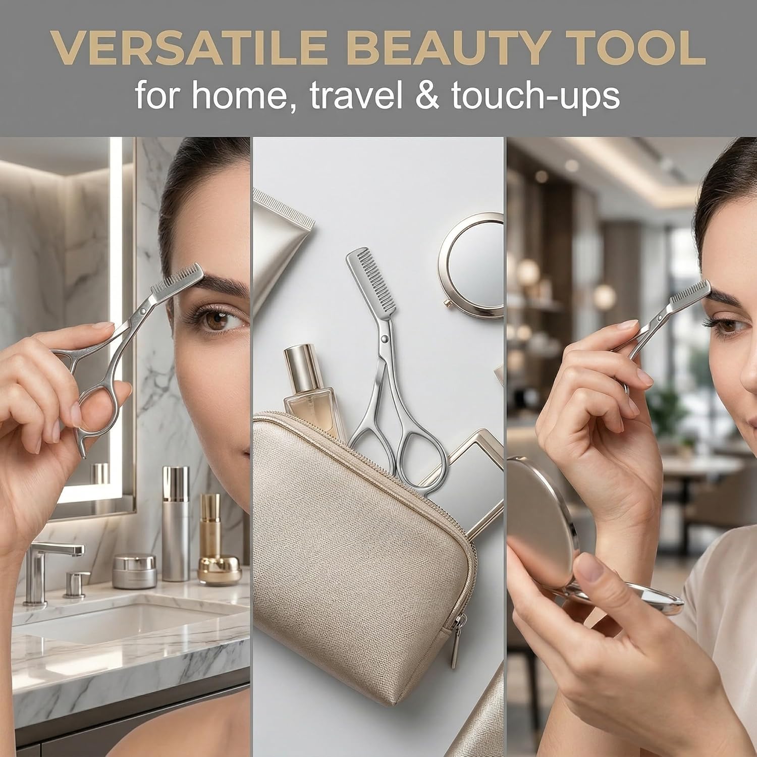 Stainless Steel Eyebrow Scisso - Men'S Grooming Mirror 评论和价格