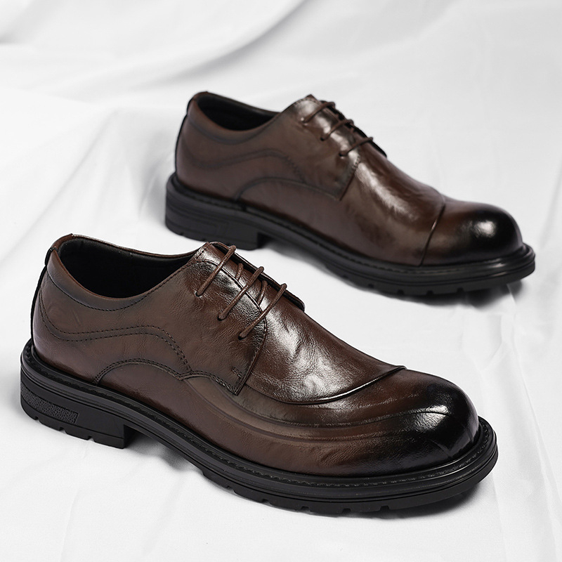 Brown Burnished Genuine Leathe - Men'S Grooming Oxford 评论和价格