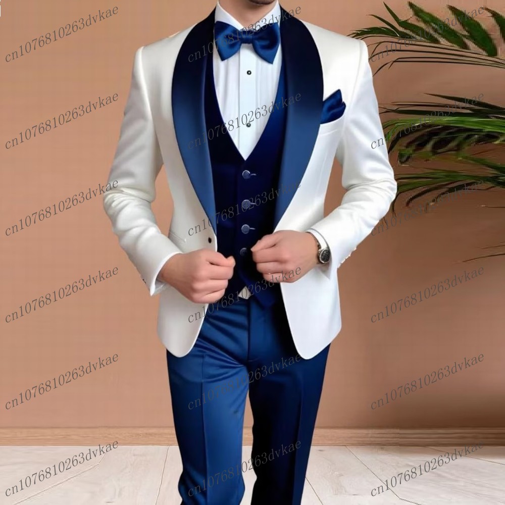 Acetate satin White And Navy B - Men'S Grooming Set 评论和价格