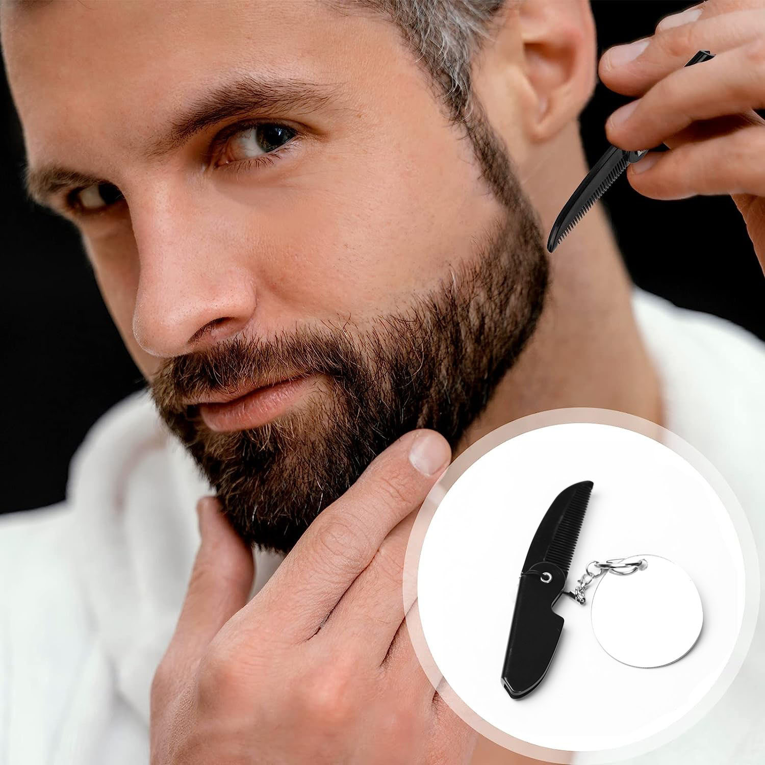 Portable Folding Beard Comb fo - Men'S Grooming Mirror 评论和价格