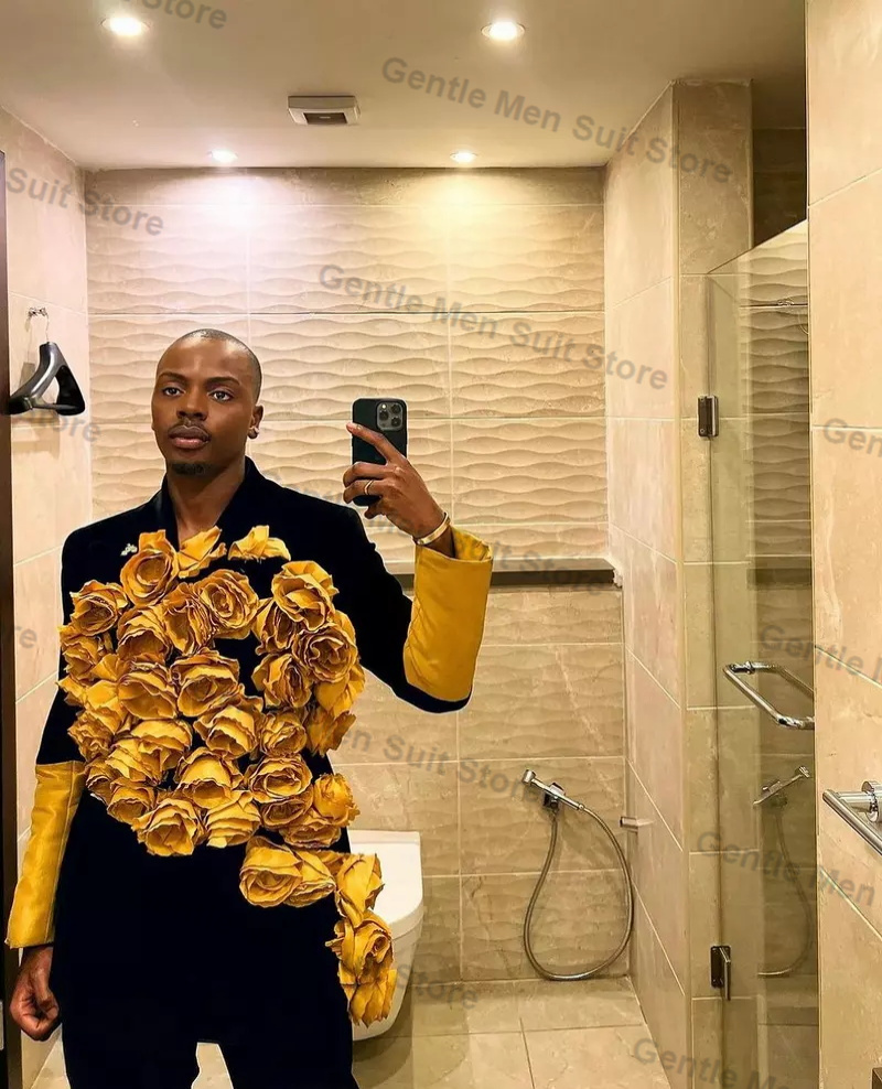 Yellow Black Men Suits Set 2 P - Men'S Grooming Set 评论和价格